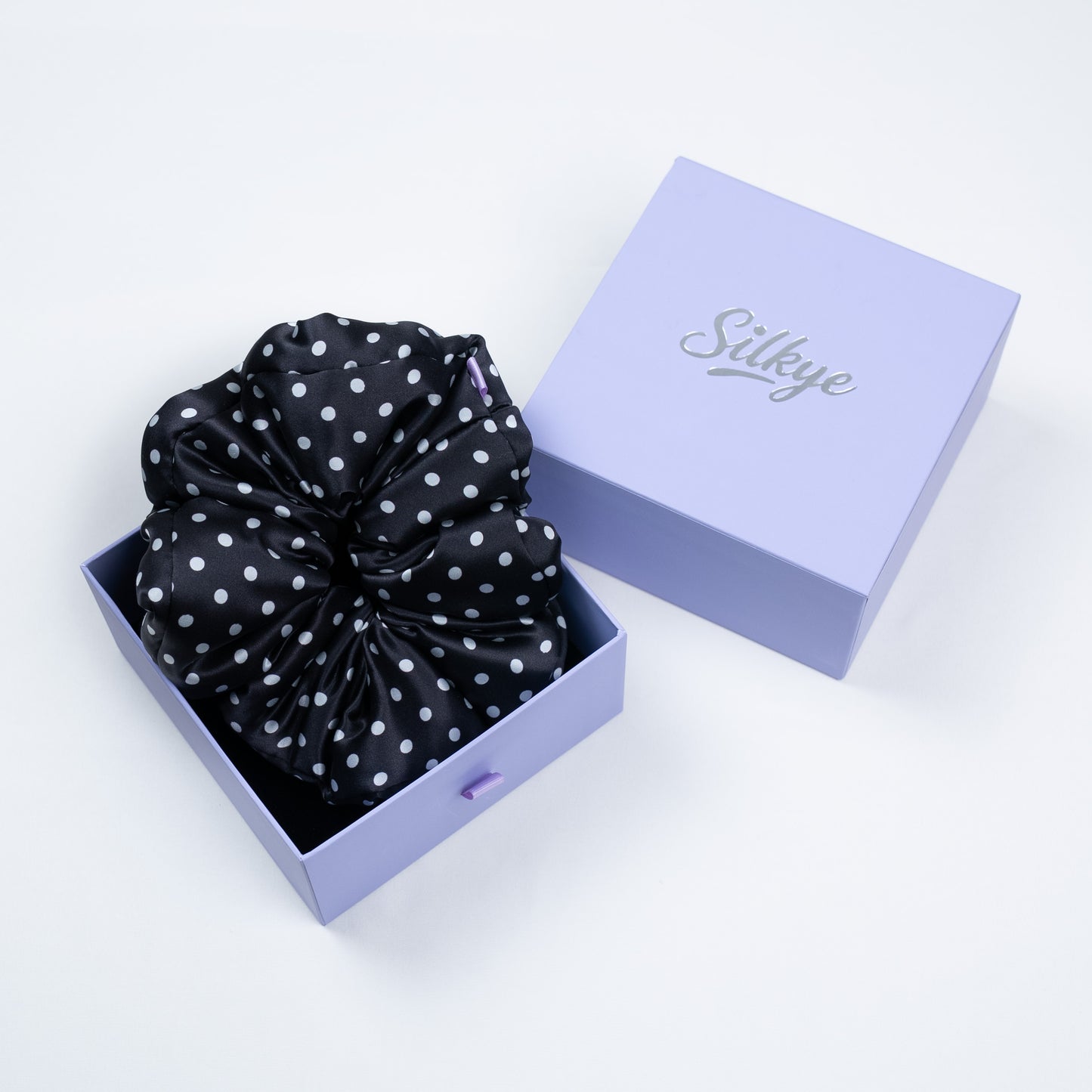 Silk Scrunchie Ebony & Ivory Dots