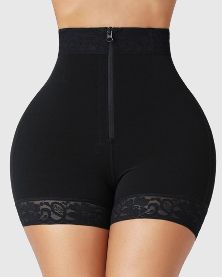 Silkye® Mid Waist Tummy Control Front Zipper High Compression Butt Lifter Shaper Fajas Shorts
