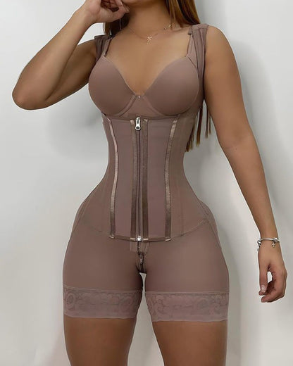Silkye® High compression Front Zipper Mid Thigh Shapewear
