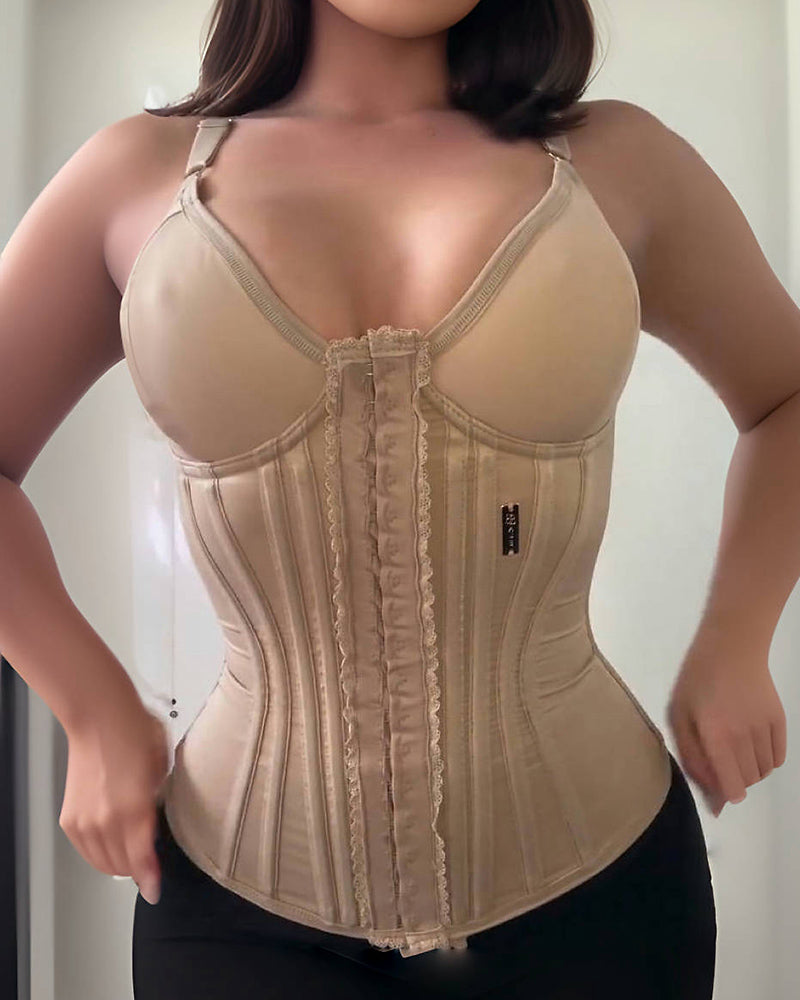 Fajas Colombianas Lace Trimmed Underwire Corset Tummy Control Waist Trainer