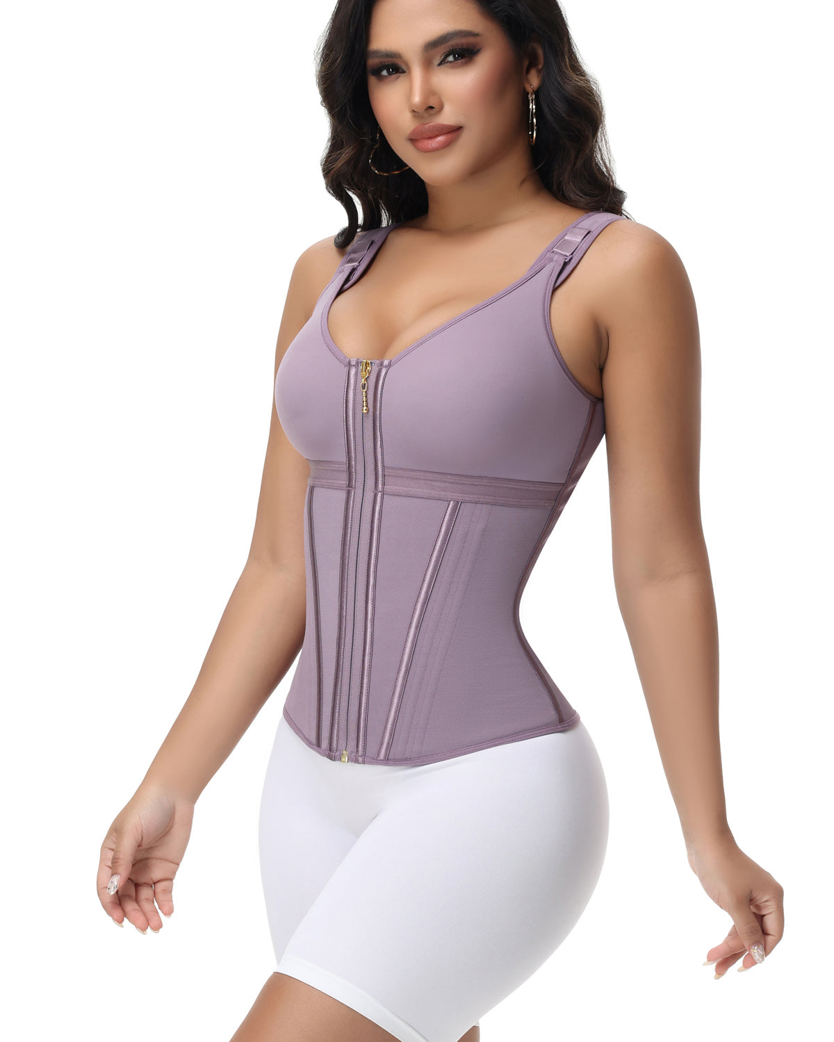 Fajas Colombianas Zip Front Corset Tummy Control Waist Trainer With Steel Bone