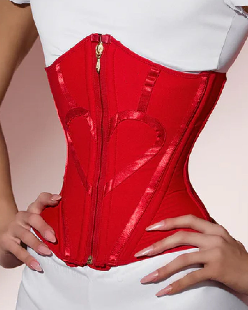 Hourglass Heart Pattern Waist Trainer Bone Tummy Control Corset