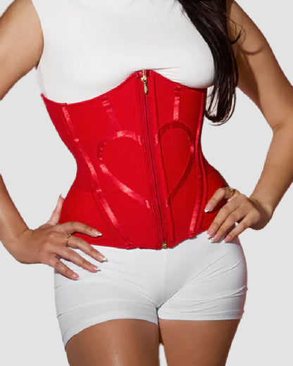 Hourglass Heart Pattern Waist Trainer Bone Tummy Control Corset