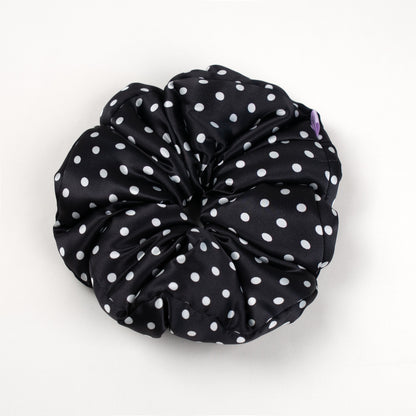 Silk Scrunchie Ebony & Ivory Dots