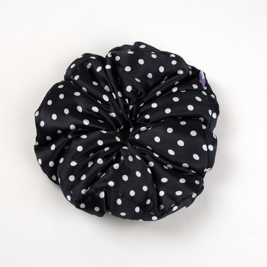 Silk Scrunchie Ebony & Ivory Dots
