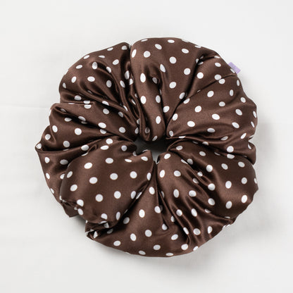 Silk Scrunchie Cocoa & Cream Dots