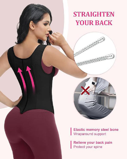Waist Trainer for Women Body Shaper Corset Vest Tank Top with Steel Bones