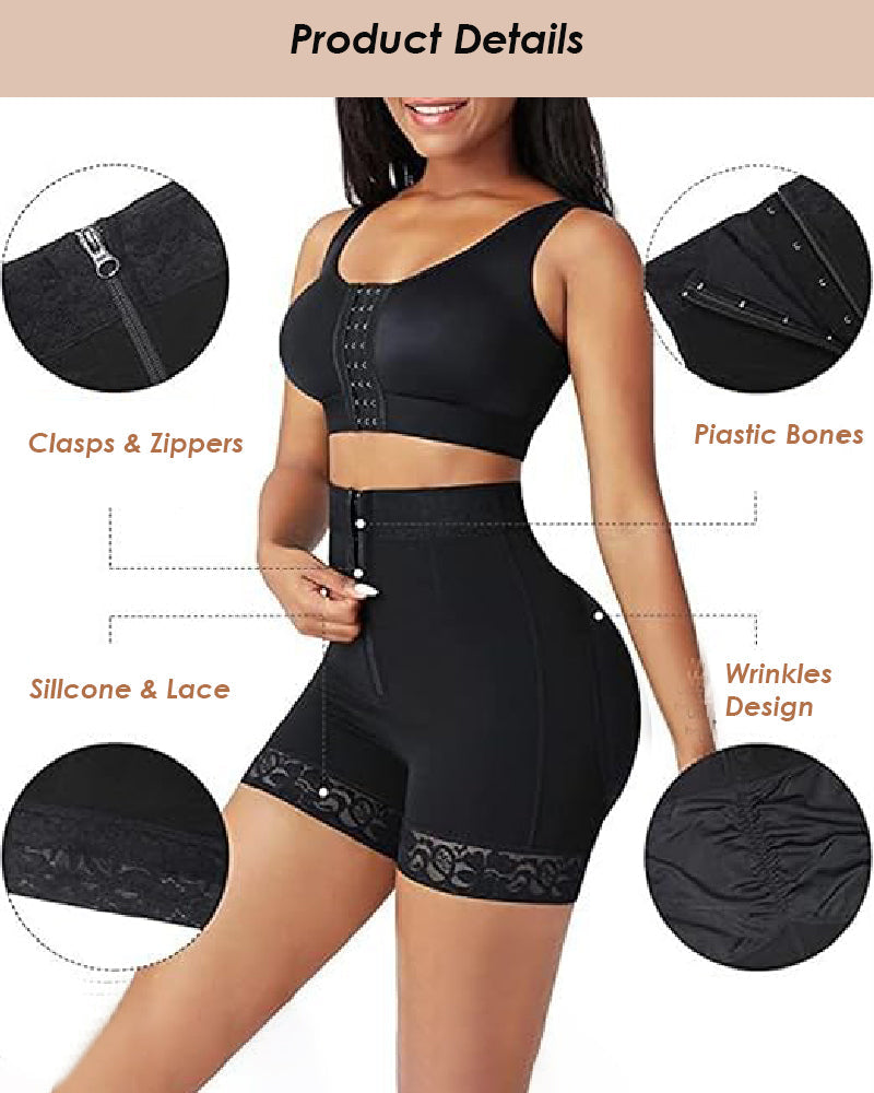 Silkye® Mid Waist Tummy Control Front Zipper High Compression Butt Lifter Shaper Fajas Shorts