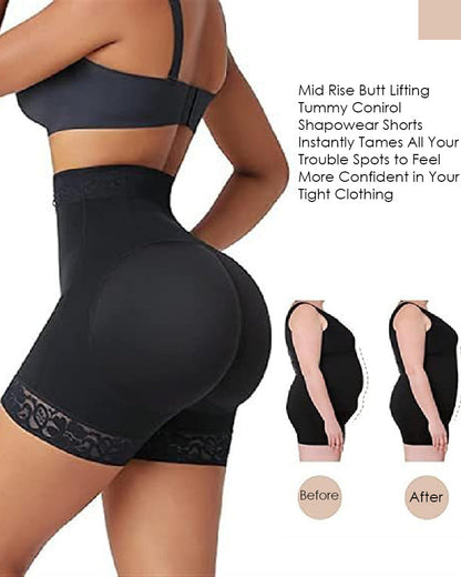 Silkye® Mid Waist Tummy Control Front Zipper High Compression Butt Lifter Shaper Fajas Shorts