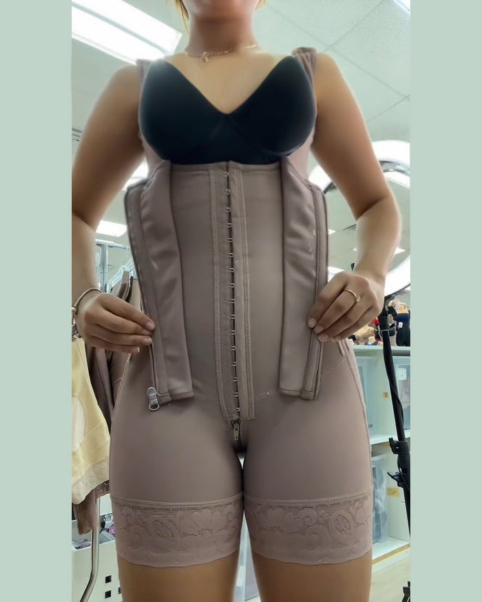 Silkye® High compression Front Zipper Mid Thigh Shapewear