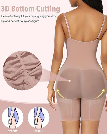 Seamless Light Support Tummy Control Thigh Slimmer Bodysuit Shapewear