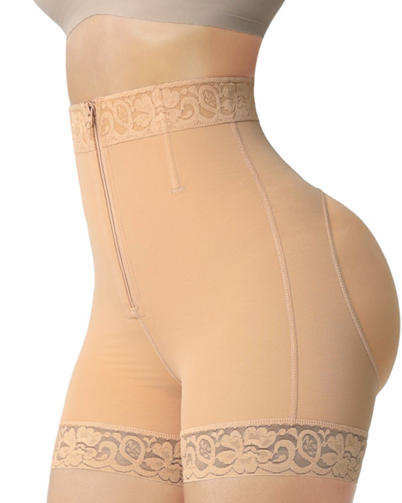 Silkye® Mid Waist Tummy Control Front Zipper High Compression Butt Lifter Shaper Fajas Shorts