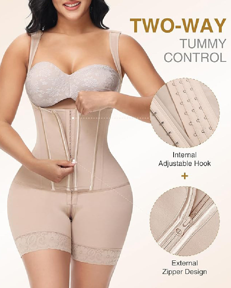 Silkye® High compression Front Zipper Mid Thigh Shapewear