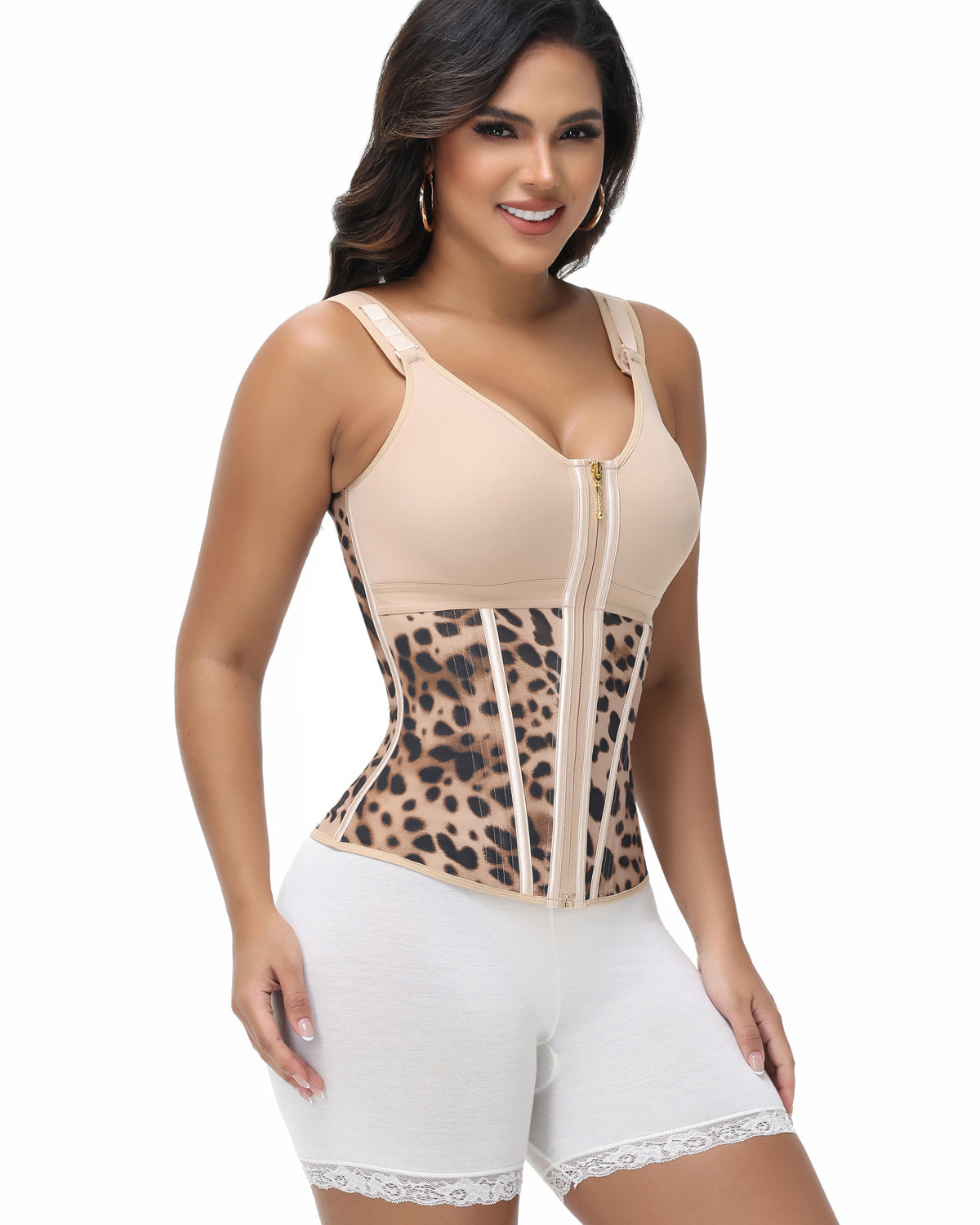 Fajas Colombianas Zip Front Corset Tummy Control Waist Trainer With Steel Bone