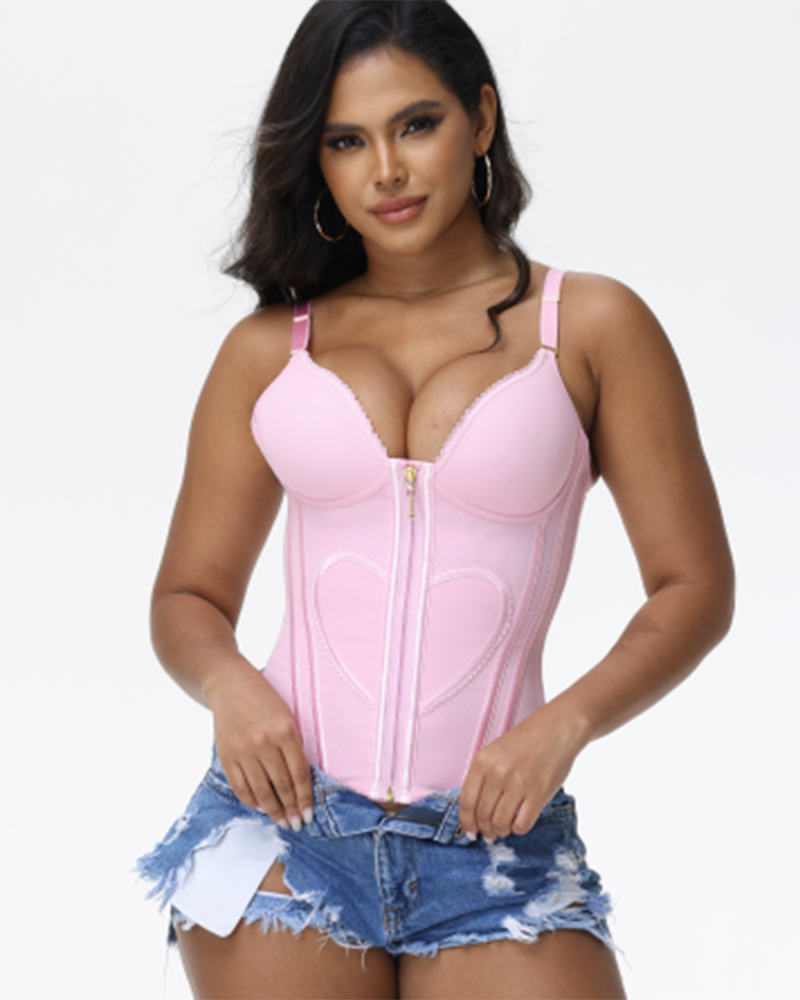 Fajas Colombianas Love Pattern Corset Top Tummy Tuck Waist Trainer