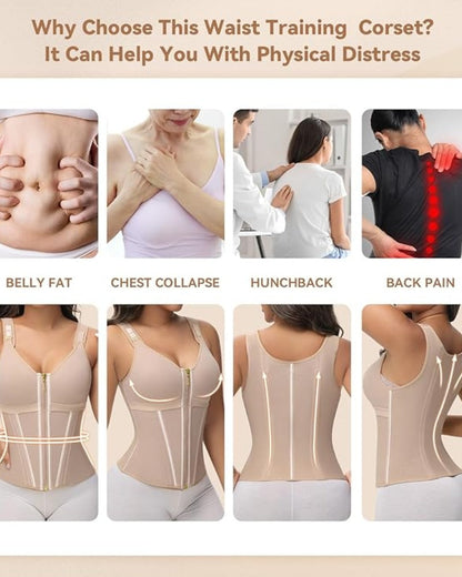 Women's Boned Latex Zipper Corset Tummy Control Body Shaper Vest With Bra