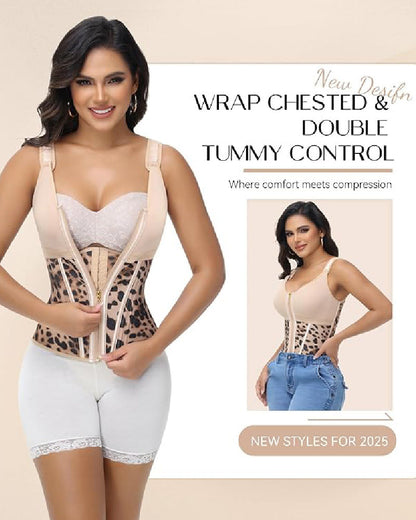 Women's Boned Latex Zipper Corset Tummy Control Body Shaper Vest With Bra