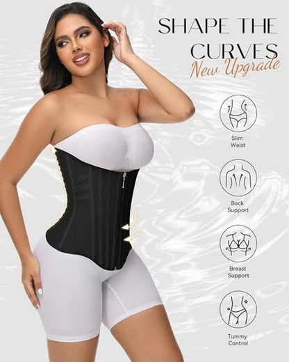 Curved Boned Waist Trainer For Women High Compression Tummy Control Tiny Waist Corset