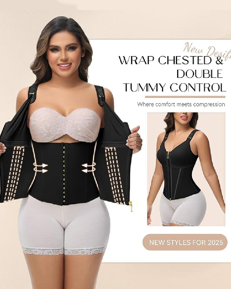 Women's Leopard Print Vest Tummy Control Waist Trainer With Bra