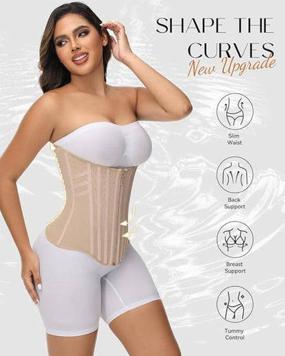 Curved Boned Waist Trainer For Women High Compression Tummy Control Tiny Waist Corset