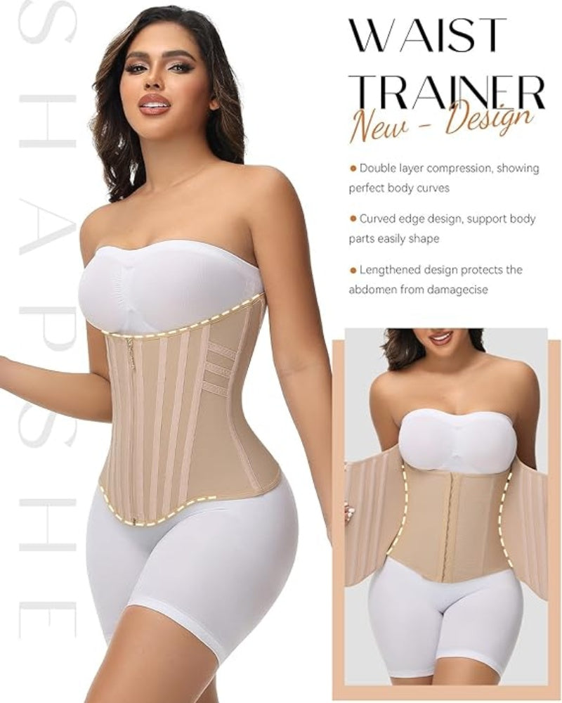 Curved Boned Waist Trainer For Women High Compression Tummy Control Tiny Waist Corset