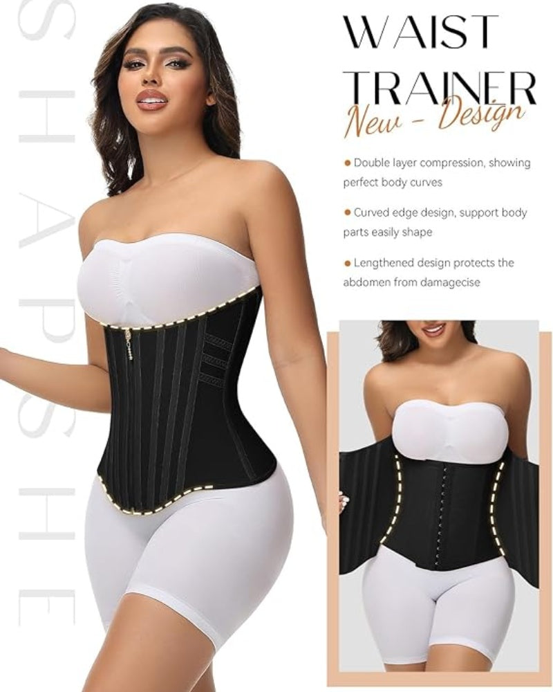 Curved Boned Waist Trainer For Women High Compression Tummy Control Tiny Waist Corset