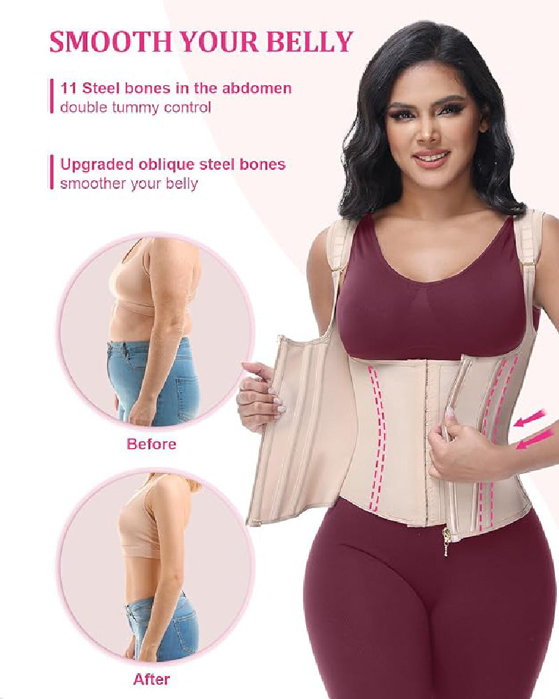 Waist Trainer for Women Body Shaper Corset Vest Tank Top with Steel Bones