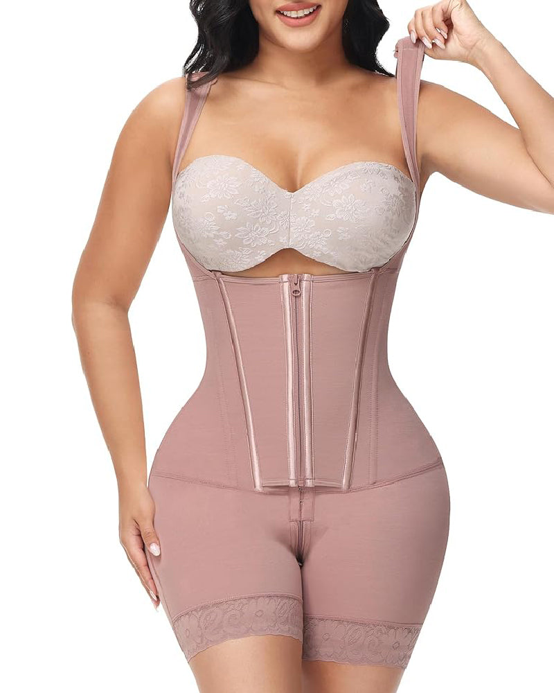 Silkye® High compression Front Zipper Mid Thigh Shapewear