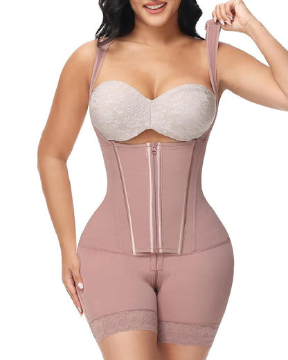 Silkye® High compression Front Zipper Mid Thigh Shapewear
