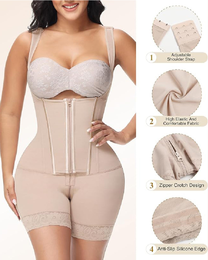 Silkye® High compression Front Zipper Mid Thigh Shapewear