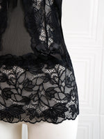 Lace Nightdress with Back Tie Straps Black - Fever Lingeries