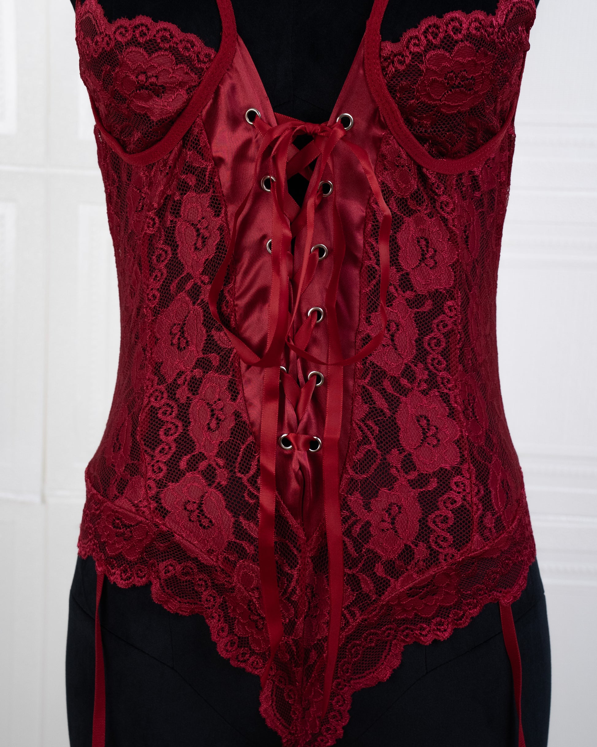 Lace Girdle Strap Dress Red - Fever Lingeries