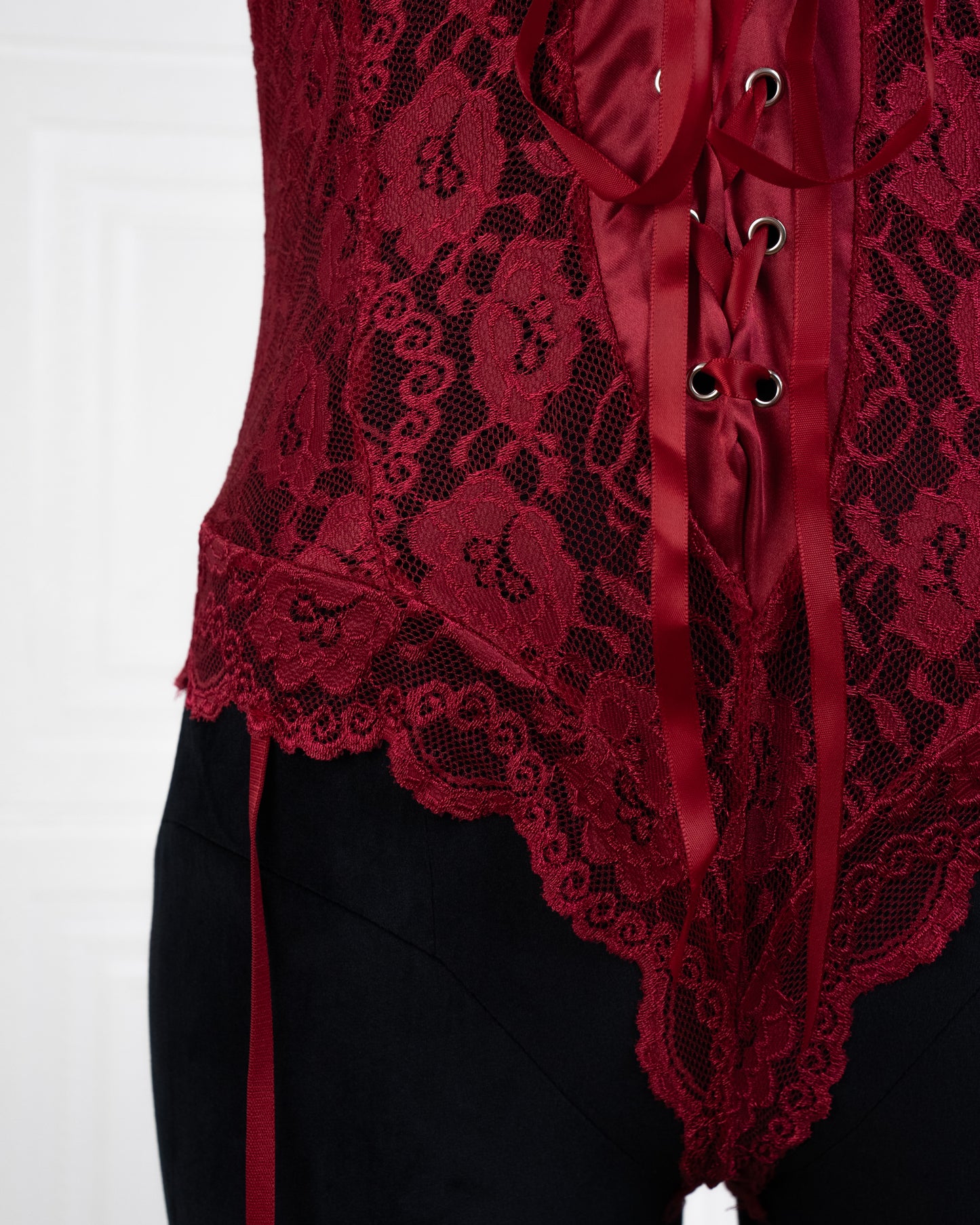 Lace Girdle Strap Dress Red - Fever Lingeries