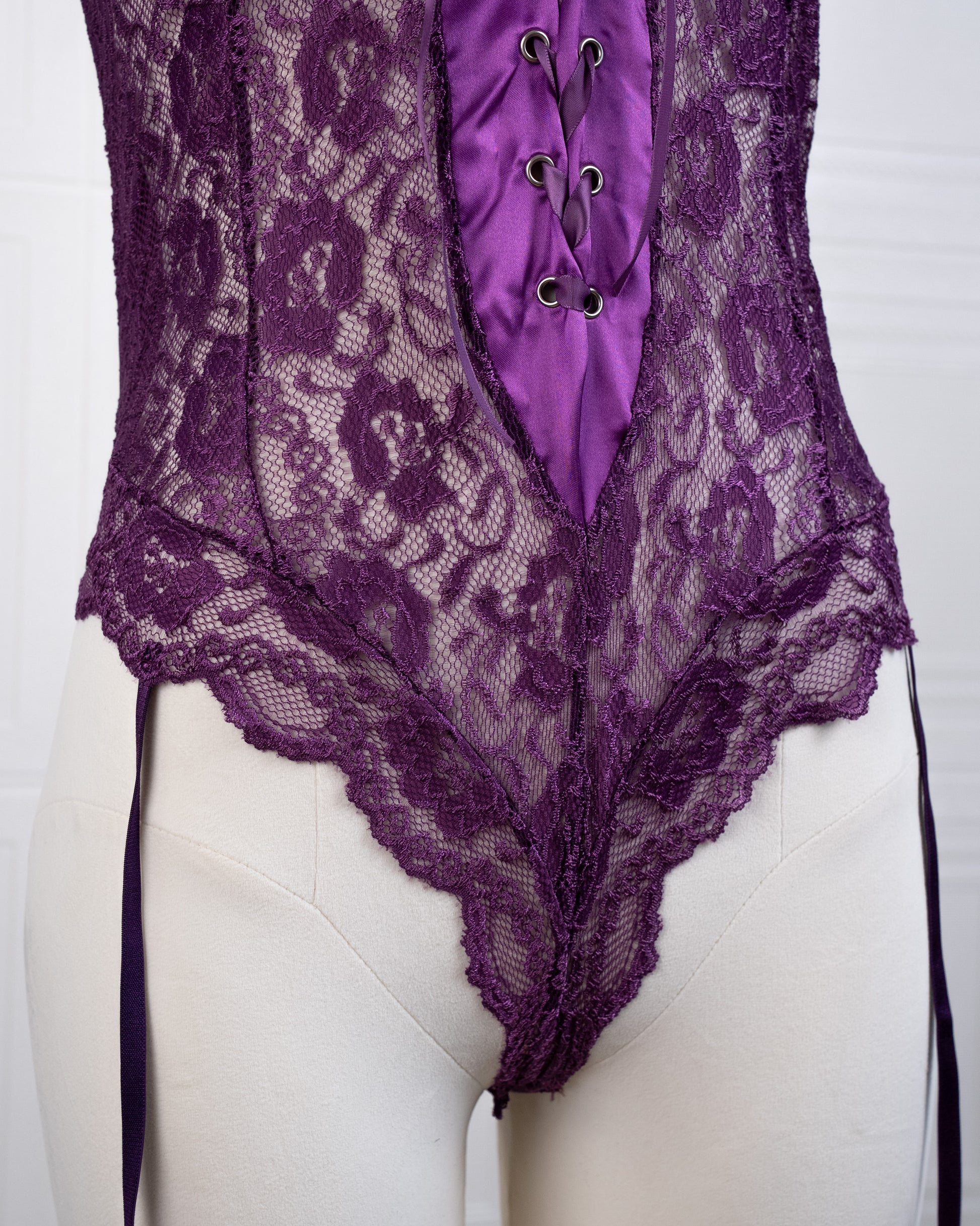 Lace Girdle Strap Dress Purple - Fever Lingeries