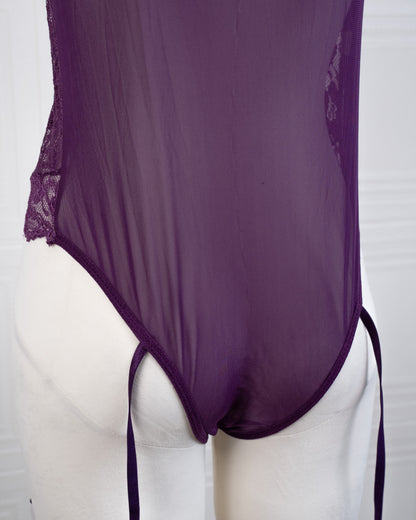 Lace Girdle Strap Dress Purple - Fever Lingeries