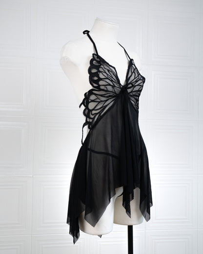 Butterfly Babydoll Black - Fever Lingeries