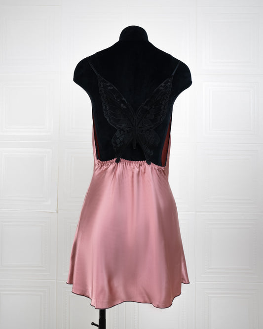 Elegant Silk Butterfly Strap Cami Nightgown Pink - Fever Lingeries