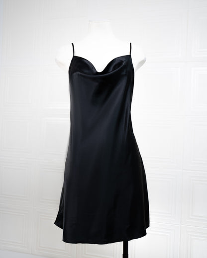 Elegant Silk Butterfly Strap Cami Nightgown Black - Fever Lingeries