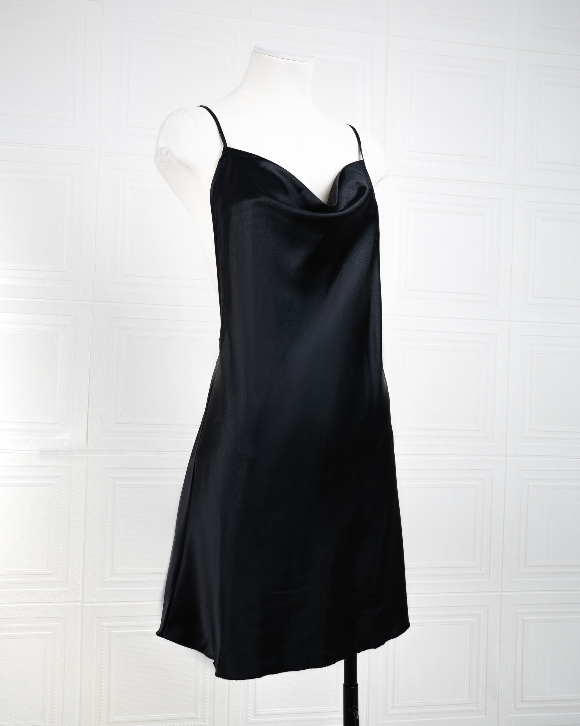 Elegant Silk Butterfly Strap Cami Nightgown Black - Fever Lingeries