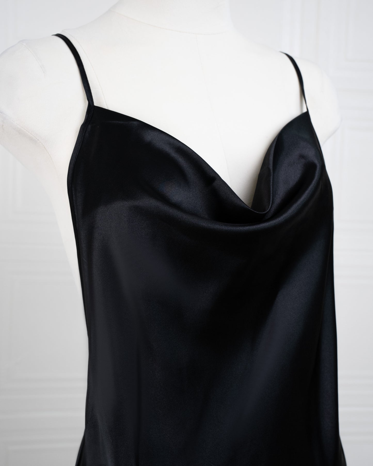 Elegant Silk Butterfly Strap Cami Nightgown Black - Fever Lingeries