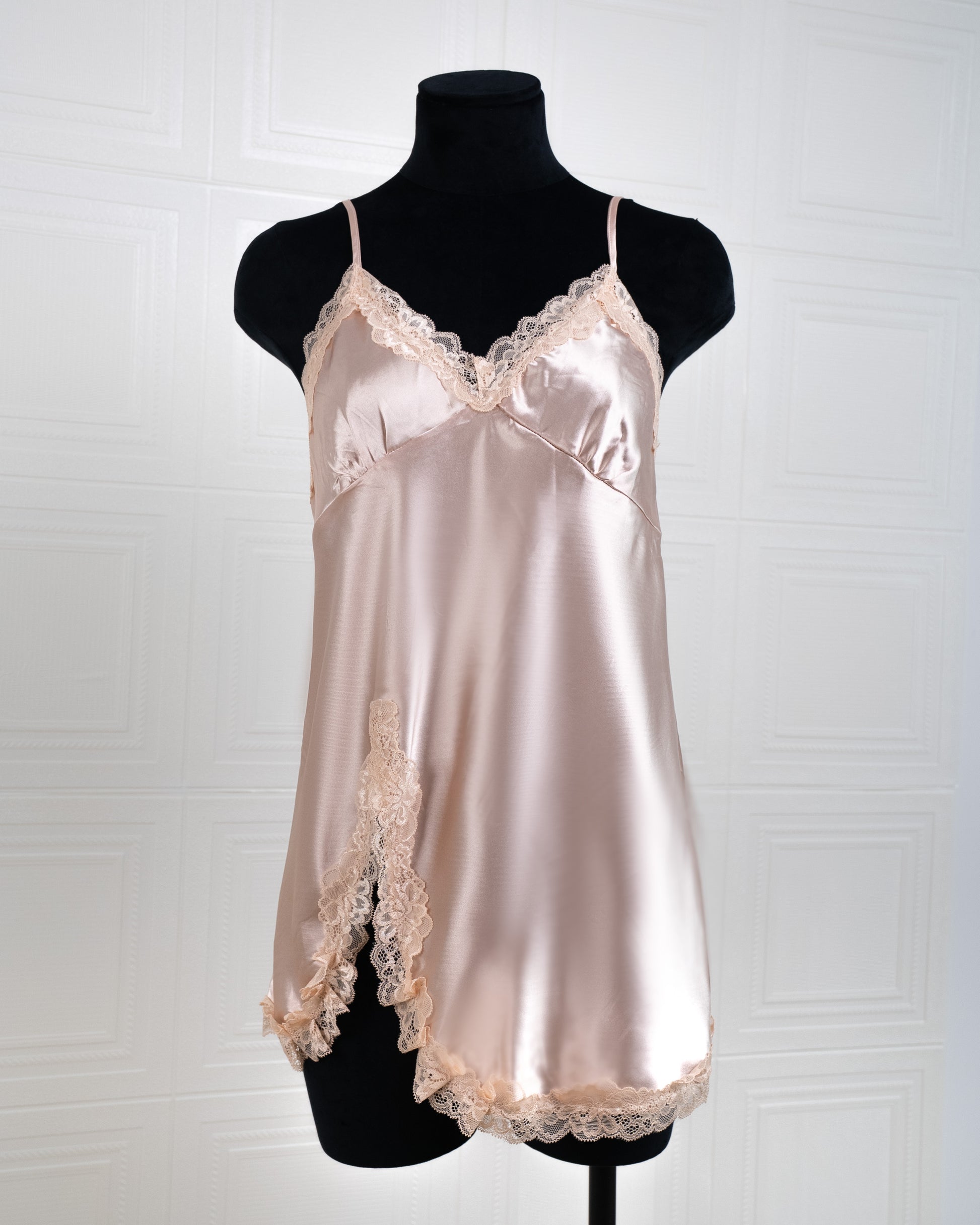 Cool Silk Slit Backless Dress Champagne - Fever Lingeries
