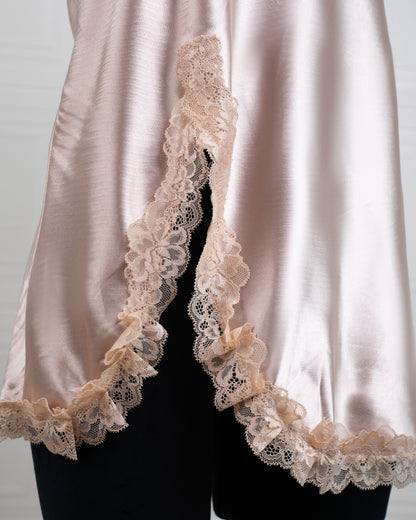 Cool Silk Slit Backless Dress Champagne - Fever Lingeries