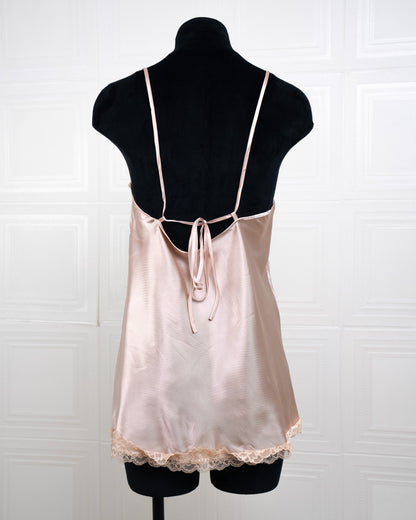 Cool Silk Slit Backless Dress Champagne - Fever Lingeries