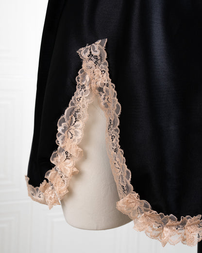 Cool Silk Slit Backless Dress Black - Fever Lingeries