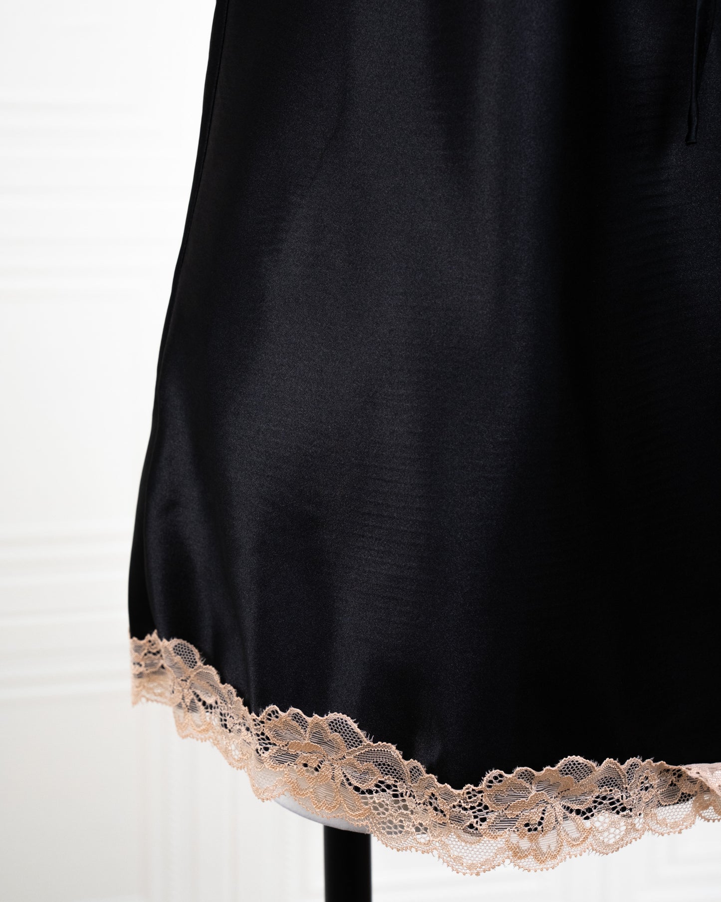 Cool Silk Slit Backless Dress Black - Fever Lingeries