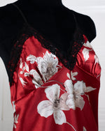 Cool Silk Slit Backless Dress Red Print - Fever Lingeries