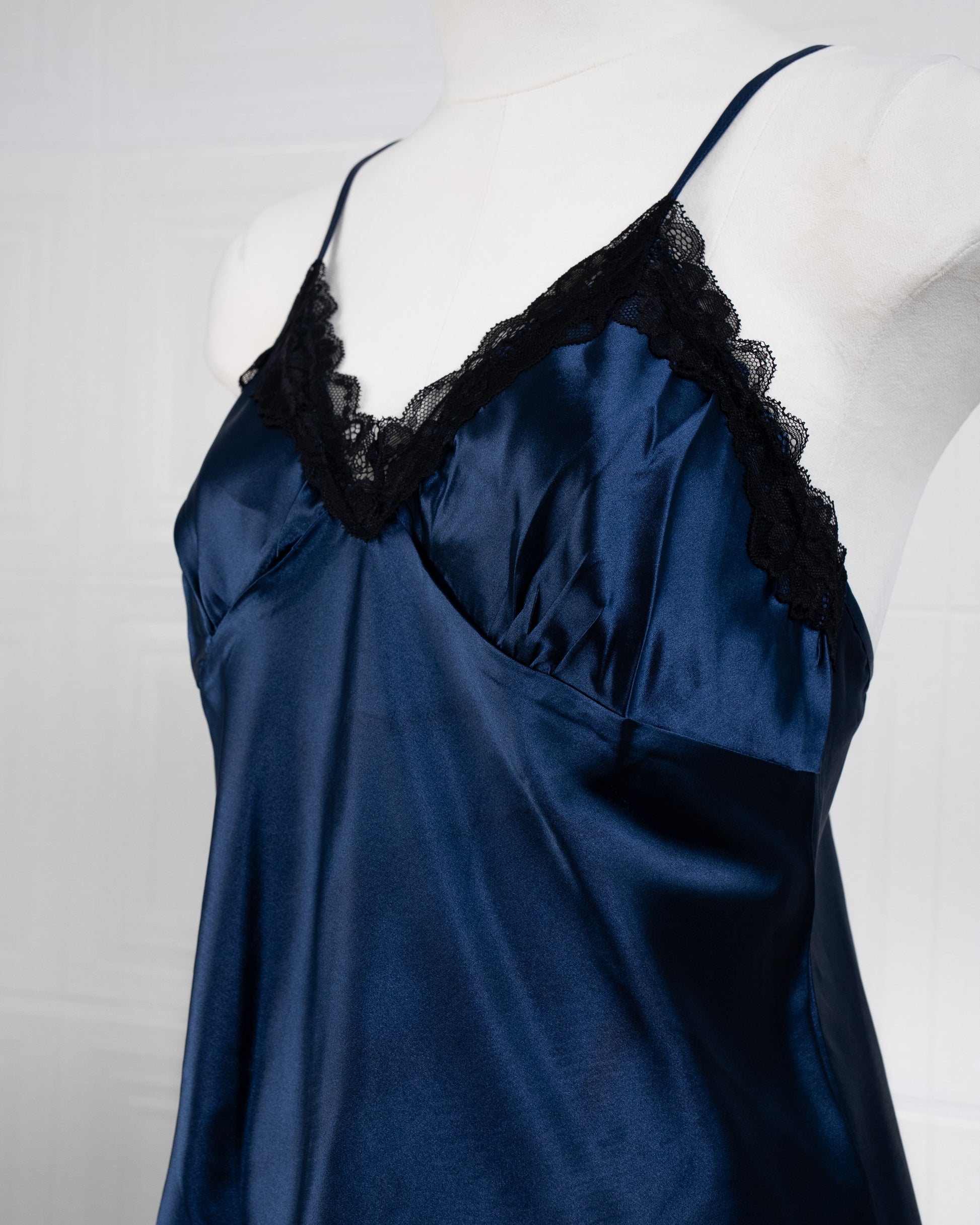 Cool Silk Slit Backless Dress Blue - Fever Lingeries