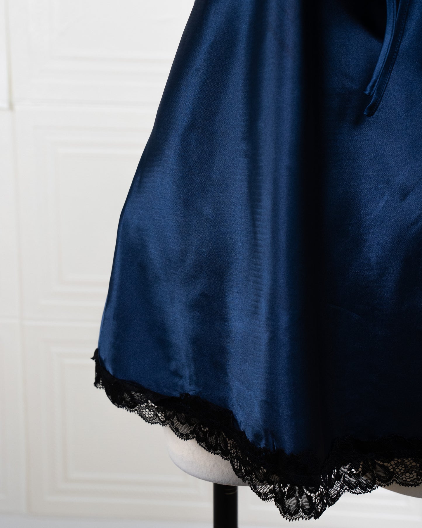 Cool Silk Slit Backless Dress Blue - Fever Lingeries