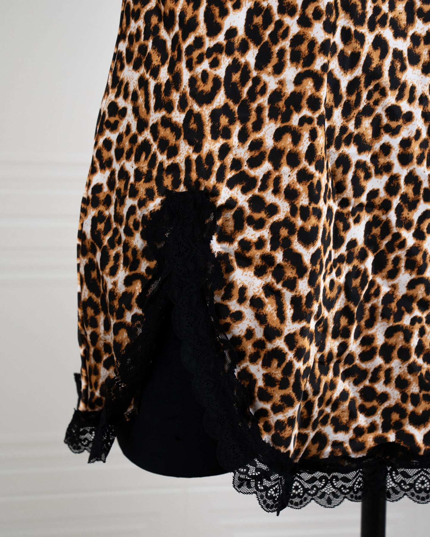 Cool Silk Slit Backless Dress Leopard - Fever Lingeries