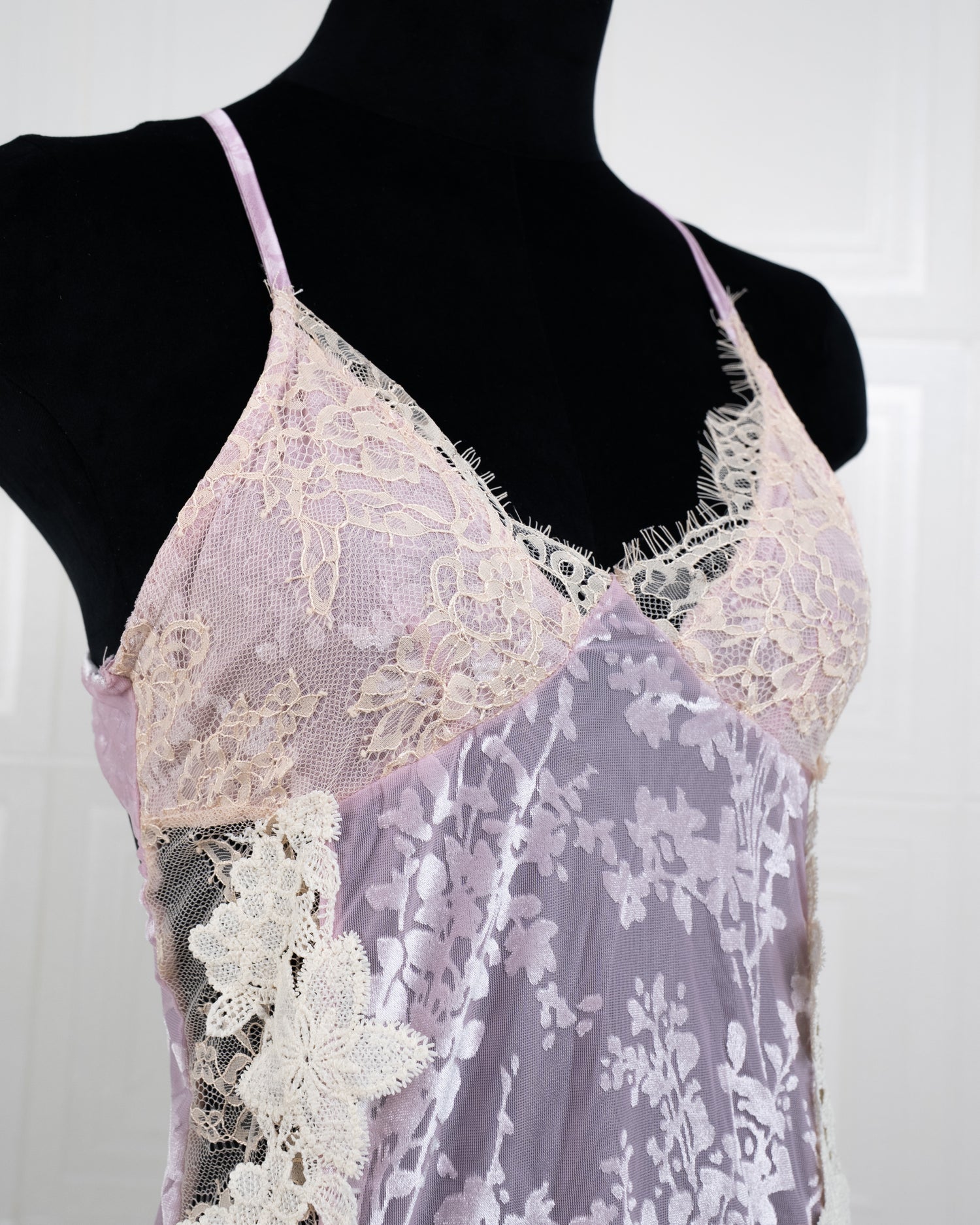 Heavy-Weight Printed Lace Cami Dress Purple - Fever Lingeries